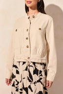 Tribal Ladies French Oak LS Button Front Jacket w/Drawcord In Hem