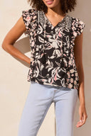 Tribal Ladies Coco Milk Mixed Print Blouse