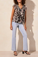 Tribal Ladies Coco Milk Mixed Print Blouse