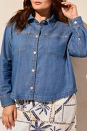 Tribal Ladies Coastline Size Inclusive Light denim Overshirt