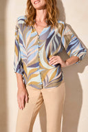 Tribal Ladies Green Moss 3/4 Sleeve Button Front Blouse