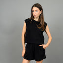 RD Style Ladies Black Miva Sleeveless Muscle Tank Top