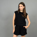 RD Style Ladies Black Miva Sleeveless Muscle Tank Top