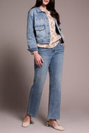 Tribal Ladies Washed Blue Jean Jacket w/Sweater Friendly Sleeves