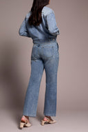 Tribal Ladies Washed Blue Jean Jacket w/Sweater Friendly Sleeves