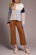 Tribal Ladies Sandstone LS Boat Neck Sweater