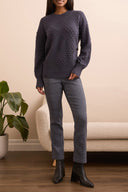 Tribal Ladies Sapphire LS Crew Neck Sweater