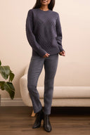 Tribal Ladies Sapphire LS Crew Neck Sweater