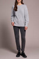 Tribal Ladies Grey Mix LS Crew Neck Sweater