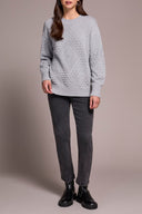 Tribal Ladies Grey Mix LS Crew Neck Sweater