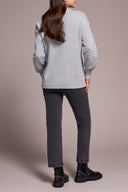 Tribal Ladies Grey Mix LS Crew Neck Sweater