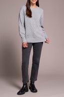 Tribal Ladies Grey Mix LS Crew Neck Sweater