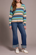 Tribal Ladies Wasabi LS U Neck Sweater