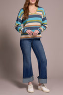 Tribal Ladies Wasabi LS U Neck Sweater