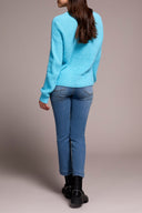 Tribal Ladies Cloud Blue Drop Shoulder V-Neck Sweater