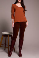 Tribal Ladies Ginger spice Scoop Neck Knit Top w/Side Slits