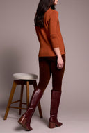 Tribal Ladies Ginger spice Scoop Neck Knit Top w/Side Slits