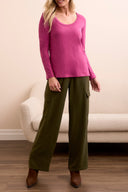 Tribal Ladies Roseberry Scoop Neck Top w/Side Slits