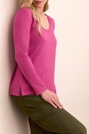 Tribal Ladies Roseberry Scoop Neck Top w/Side Slits