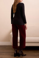 Tribal Ladies Black Scoop Neck Knit Top w/Side Slits