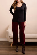 Tribal Ladies Black Scoop Neck Knit Top w/Side Slits