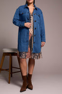 Tribal Ladies Bluebliss Long Button Front Quilted Jacket