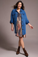 Tribal Ladies Bluebliss Long Button Front Quilted Jacket