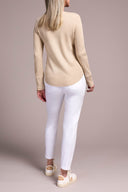 Tribal Ladies Oatmeal Henley Top w/Buttons