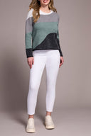Tribal Ladies Silver Pine Crew Neck Jacquard Sweater