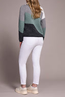 Tribal Ladies Silver Pine Crew Neck Jacquard Sweater