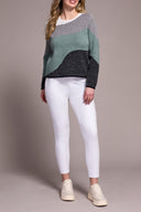 Tribal Ladies Silver Pine Crew Neck Jacquard Sweater