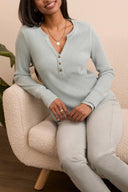 Tribal Ladies Silver Pine Henley Top w/Buttons