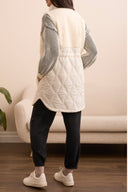 Tribal Ladies Cream Sleeveless Mix Media Sherpa Vest