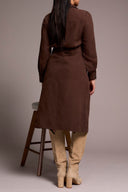 Tribal Ladies Cocoa LS Shirt Dress