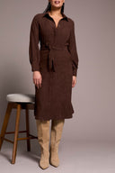 Tribal Ladies Cocoa LS Shirt Dress