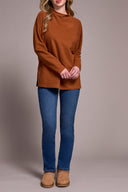 Tribal Ladies Ginger Spice Funnel Neck Tunic w/Side Slits