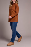 Tribal Ladies Ginger Spice Funnel Neck Tunic w/Side Slits