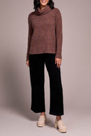 Tribal Ladies Dark Toffee Cowl Neck Sweater w/Side Slits