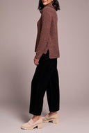 Tribal Ladies Dark Toffee Cowl Neck Sweater w/Side Slits