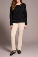 Tribal Ladies Black LS Crew Neck Sweater