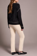 Tribal Ladies Black LS Crew Neck Sweater