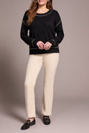 Tribal Ladies Black LS Crew Neck Sweater
