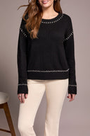 Tribal Ladies Black LS Crew Neck Sweater