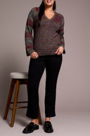 Tribal Ladies Wine LS V-Neck Sweater