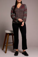 Tribal Ladies Wine LS V-Neck Sweater