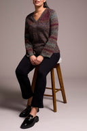 Tribal Ladies Wine LS V-Neck Sweater