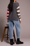 Tribal Ladies Black LS Boat Neck Sweater