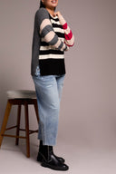 Tribal Ladies Black LS Boat Neck Sweater