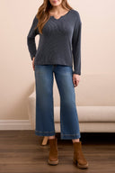 Tribal Ladies Marine LS Notch Collar Top