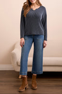 Tribal Ladies Marine LS Notch Collar Top